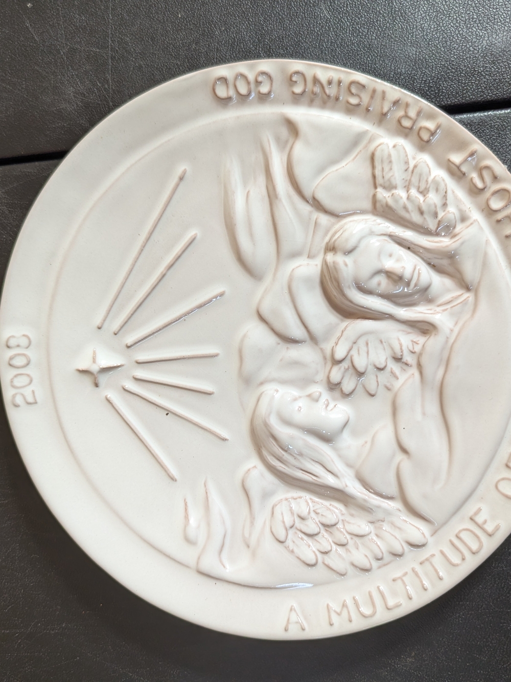 Frankoma Cream Angel Relief Ceramic Wall Plaque